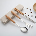 Load image into Gallery viewer, 【客製禮品】小麥木柄不鏽鋼環保餐具3件套